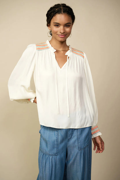 CURRENT AIR SPLIT-NECK BLOUSE