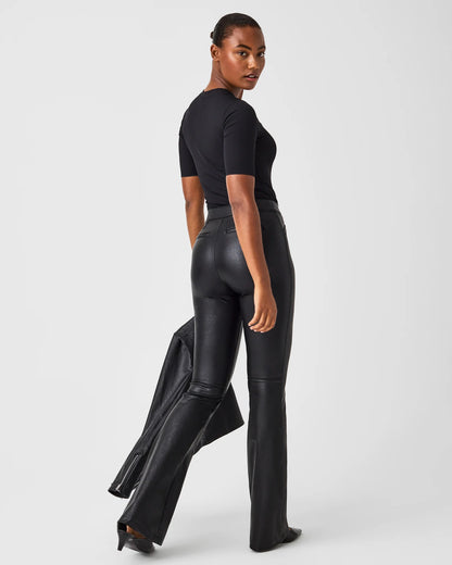 SPANX LEATHER-LIKE FLARE PANTS