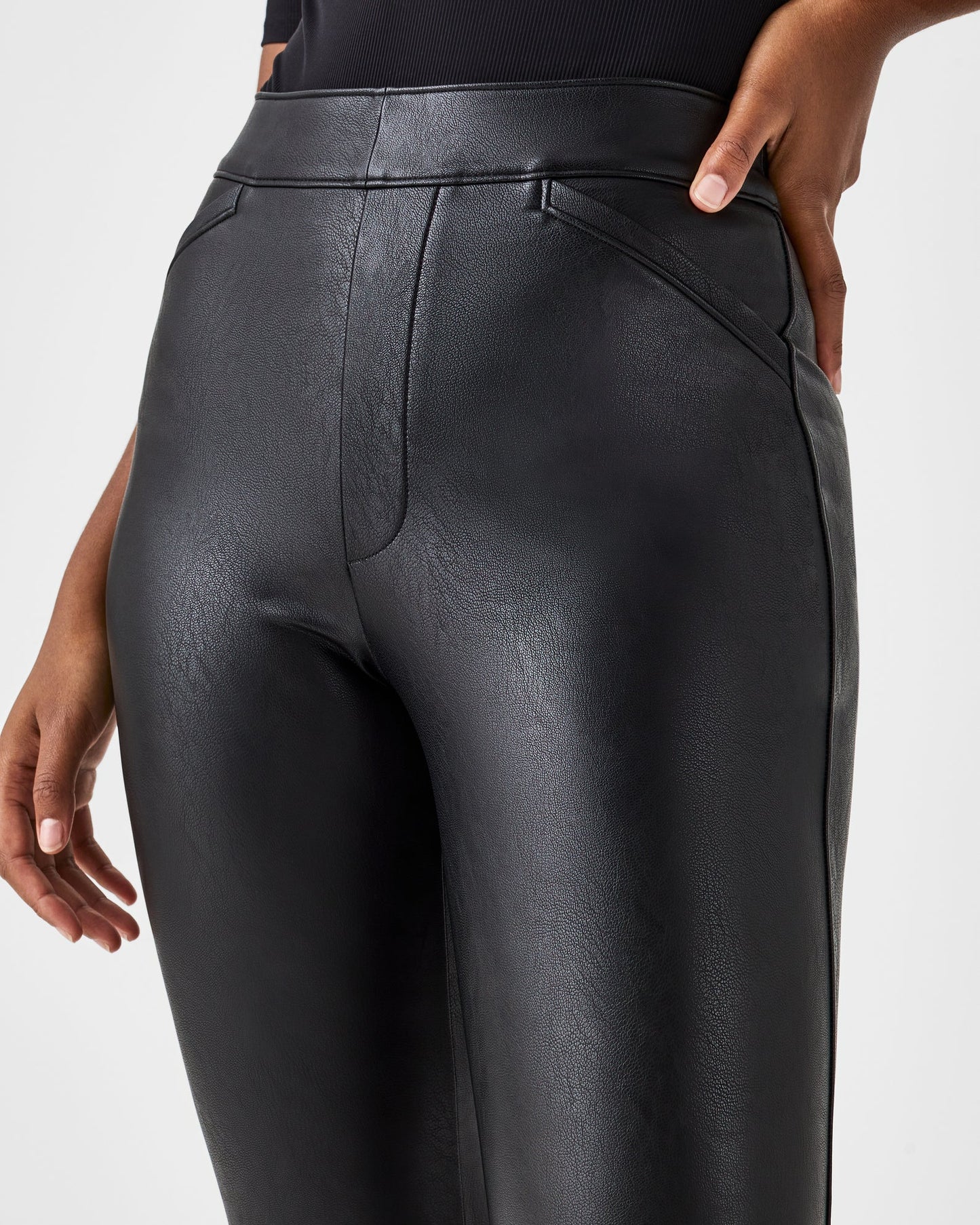 SPANX LEATHER-LIKE FLARE PANTS