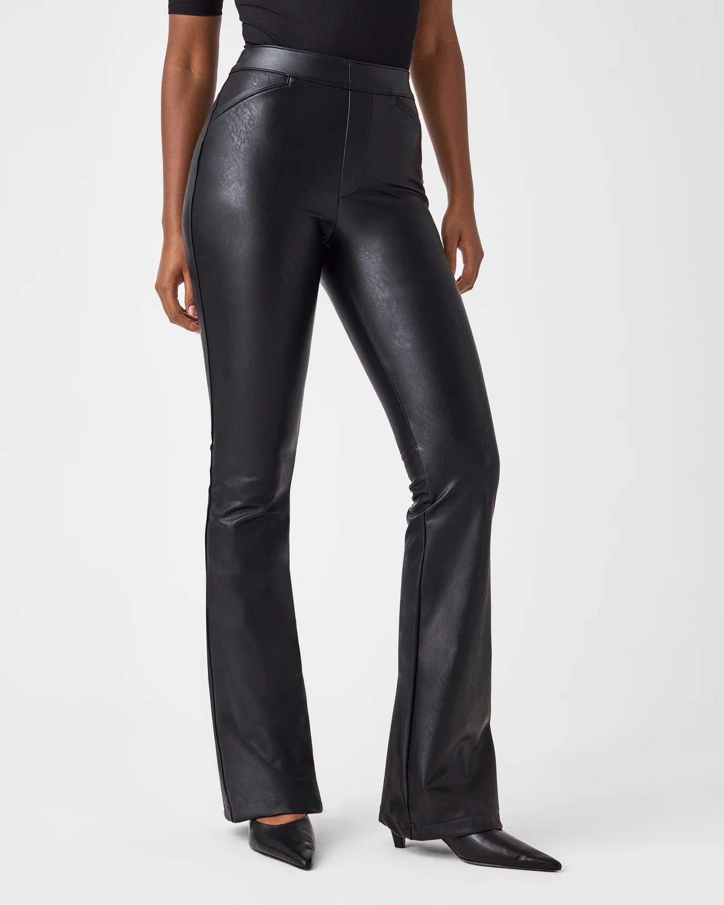 SPANX LEATHER-LIKE FLARE PANTS