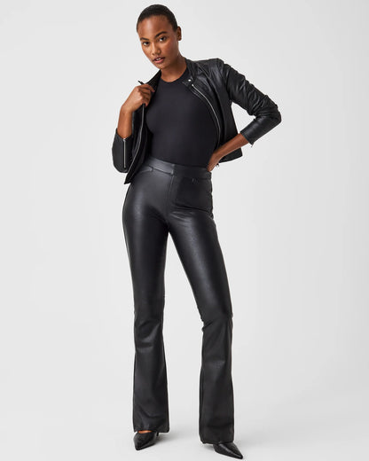 SPANX LEATHER-LIKE FLARE PANTS