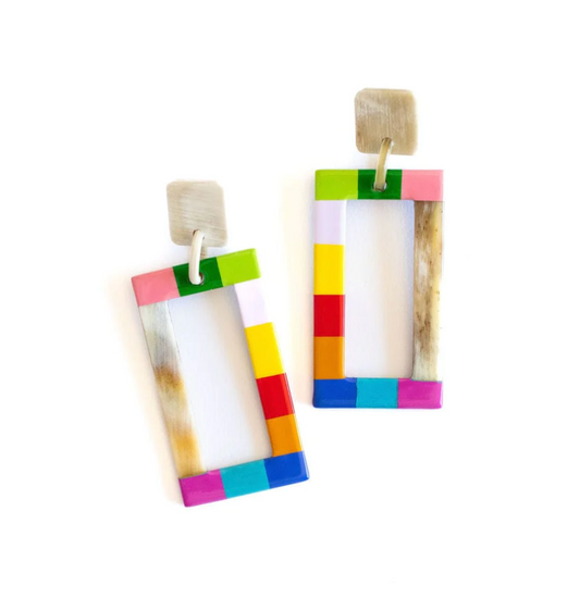 SUNSHINE TIENDA RAINBOW COLORBLOCK EARRINGS