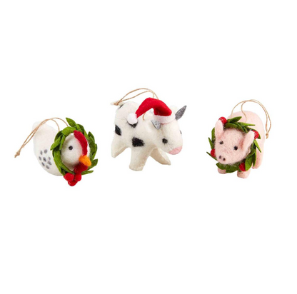 MUDPIE FELT FARM ORNAMENTS