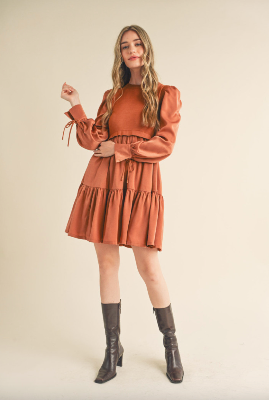 &MERCI COPPER MINI DRESS