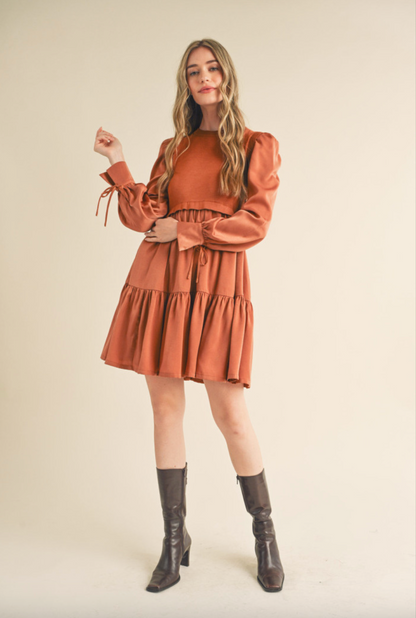 &MERCI COPPER MINI DRESS