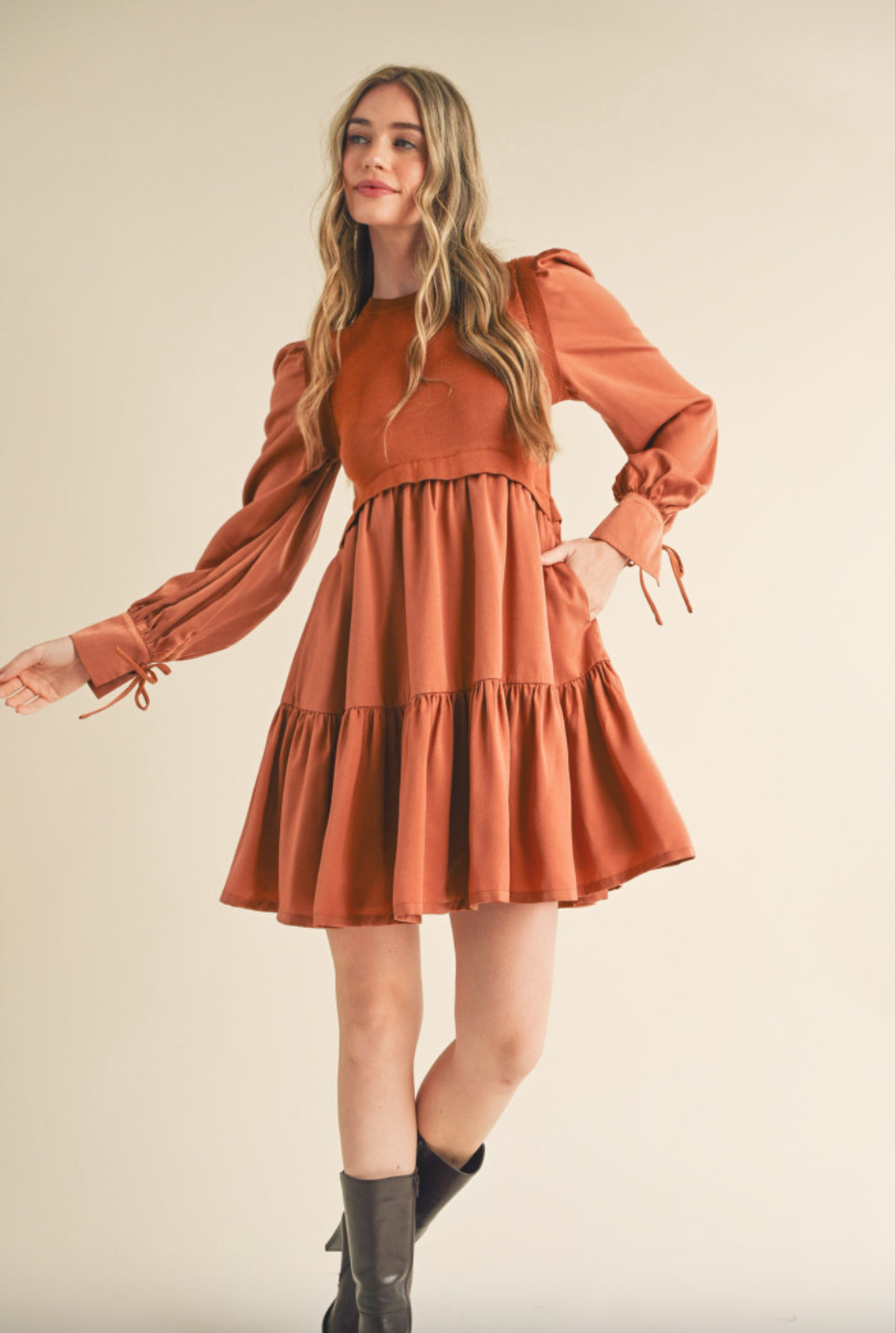 &MERCI COPPER MINI DRESS