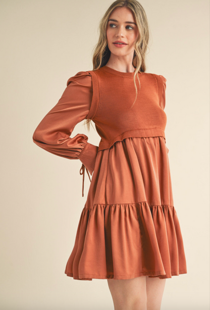 &MERCI COPPER MINI DRESS