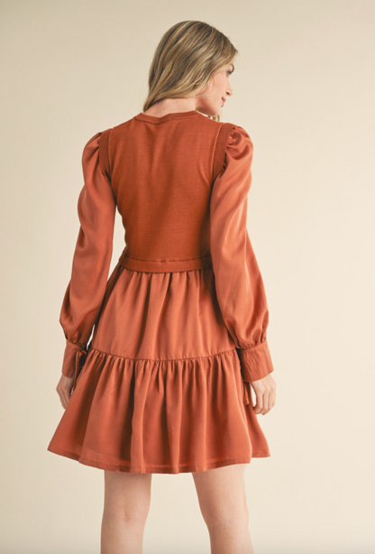 &MERCI COPPER MINI DRESS