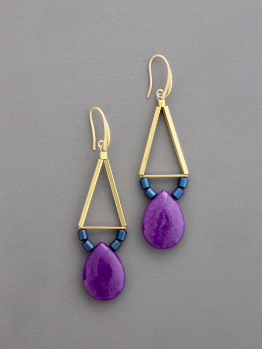 DAVID AUBREY BLUE AND PURPLE GEO EARRINGS