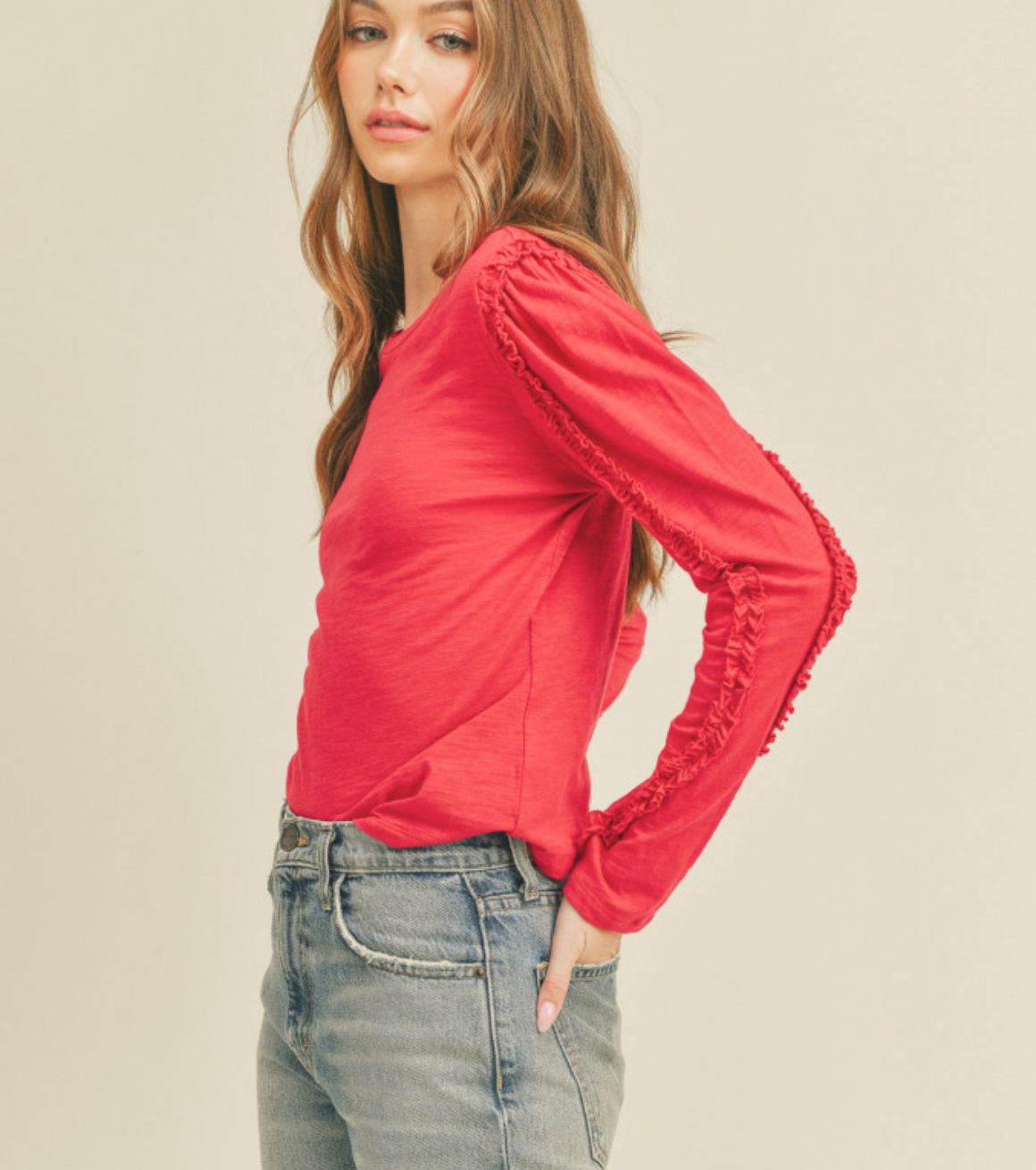 &MERCI RASPBERRY BERET TOP