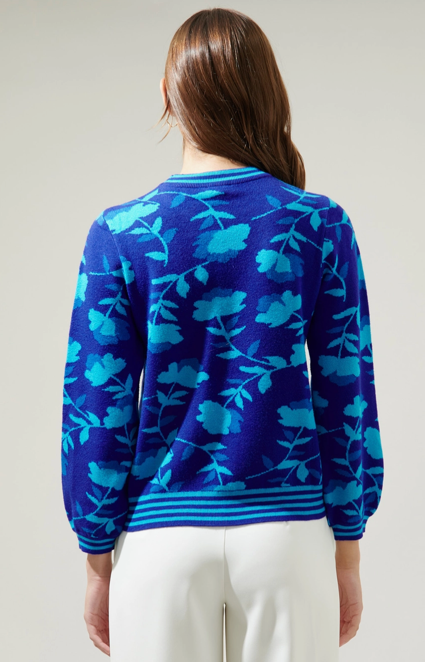 SUGARLIPS COSMO FLORAL MOCK NECK SWEATER