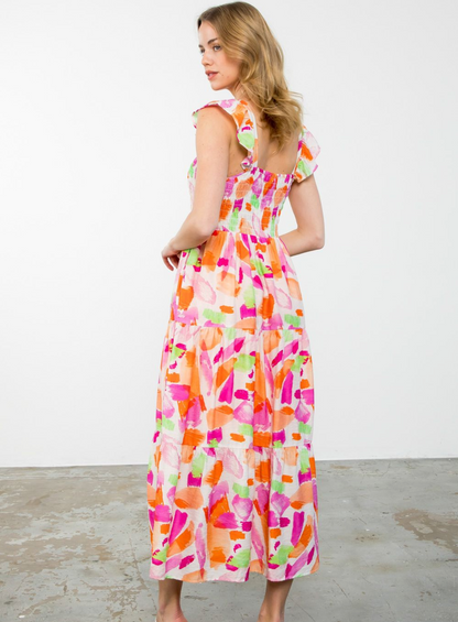 THML SMOCKED MAXI DRESS