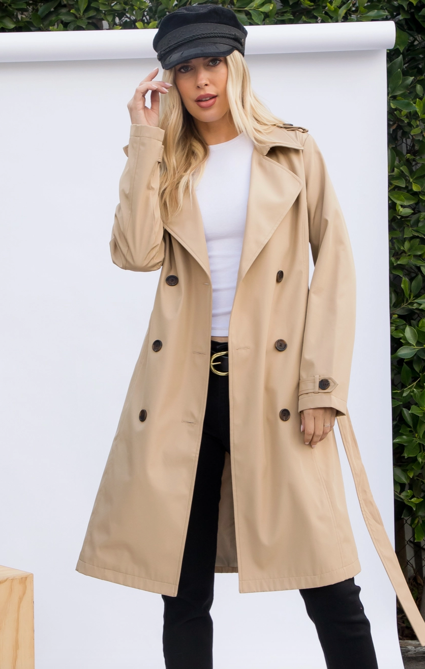 26 INTERNATIONAL LONG SOLID TRENCH COAT