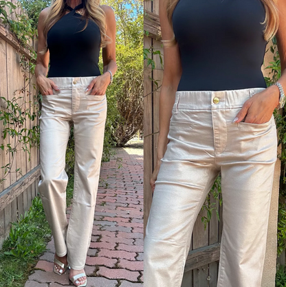 BEVY FLOG TAMI GOLD CHECK PANTS