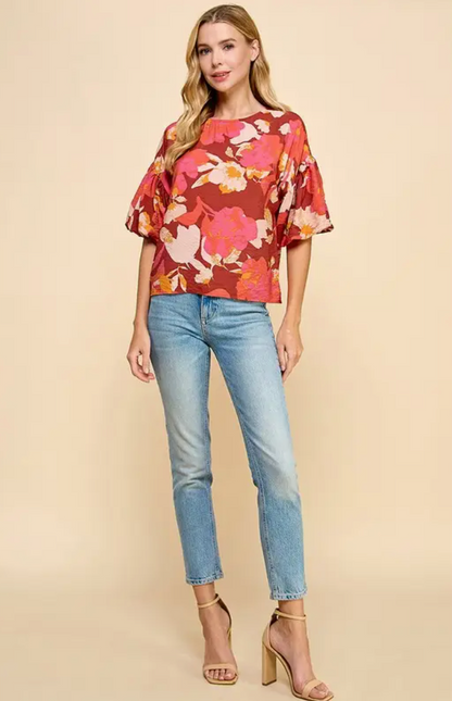 TCEC FLORAL PRINTED TOP