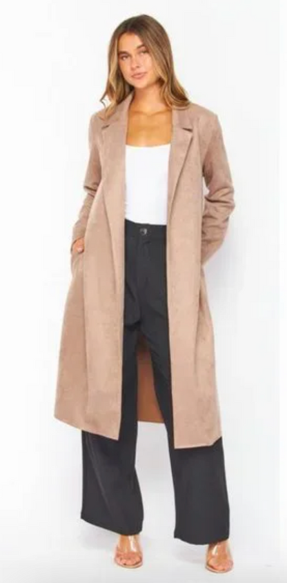 LOVE POEM VEGAN SUEDE TRENCH COAT