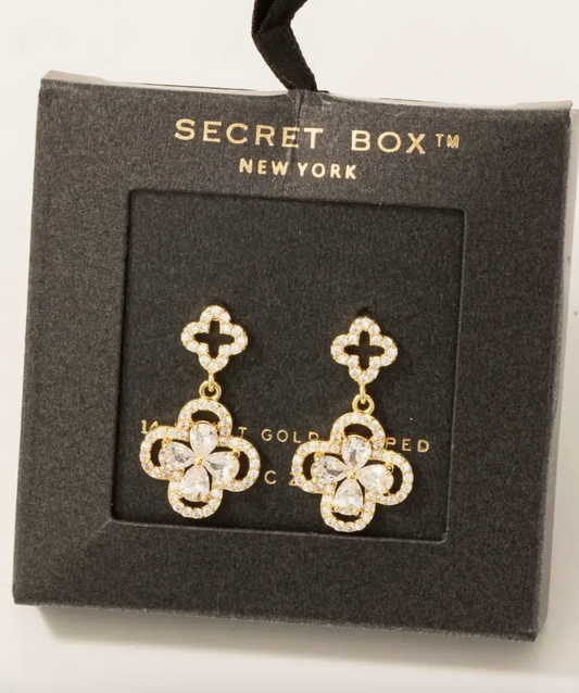 SECRET BOX DOUBLE CLOVER EARRINGS