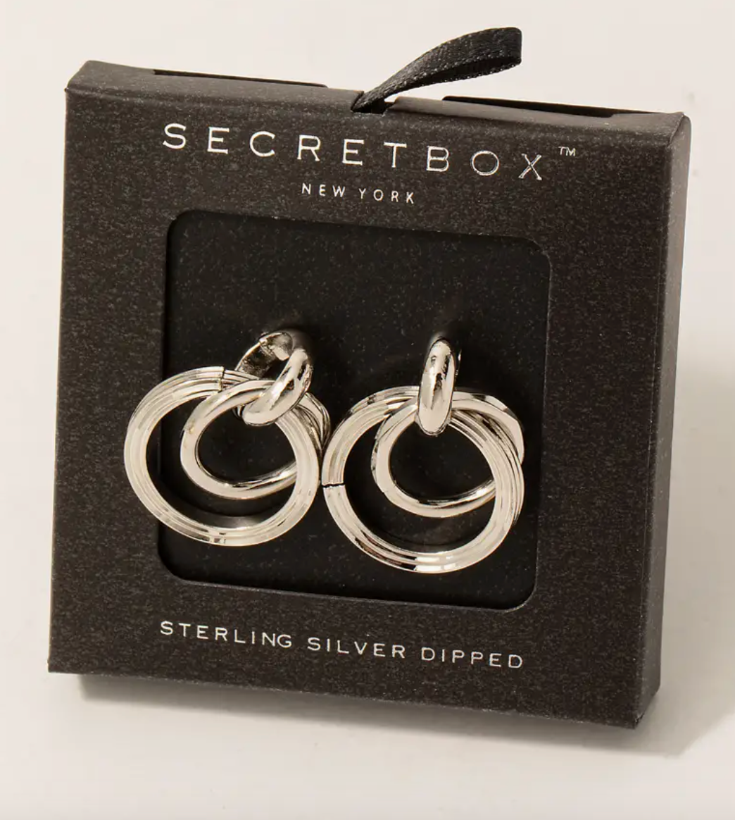 SECRET BOX LINKED CIRCLE EARRINGS