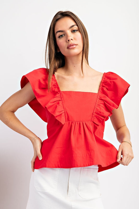 EE:SOME SHORT SLEEVE RUFFLED TOP