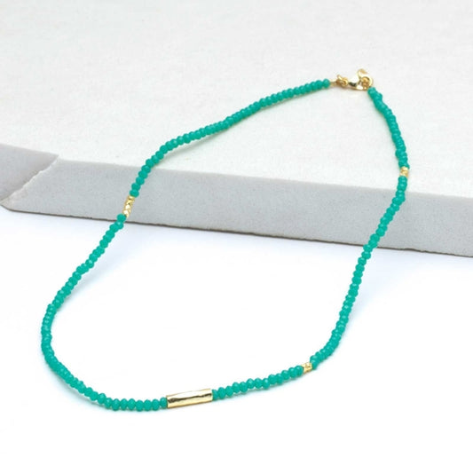 ROCKFLOWERPAPER OCEAN CHALCEDONY FACTED BEAD NECKLACE