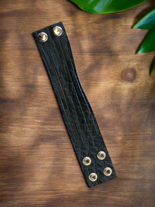 CHARLIE LEATHER 1.5 INCH SLICE SNAP BRACELETS