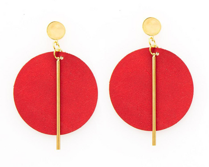 INK + ALLOY LEATHER CIRCLE AND BRASS EARRINGS