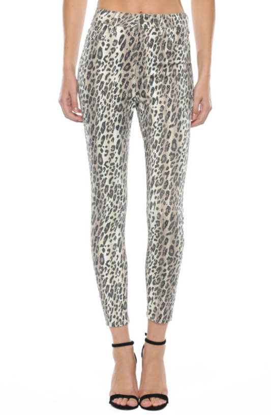 CELLO HIGH RISE LEOPARD PRINT CROP SKINNY JEANS