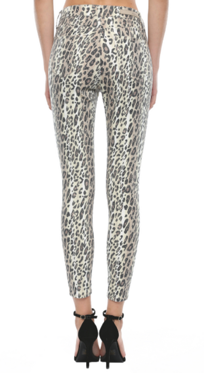 CELLO HIGH RISE LEOPARD PRINT CROP SKINNY JEANS