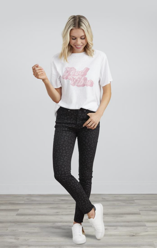 MUDPIE BLACK LEOPARD WYLIE PRINTED JEANS