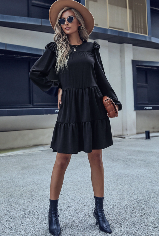 ANNA-KACI BLACK TIERED DRESS