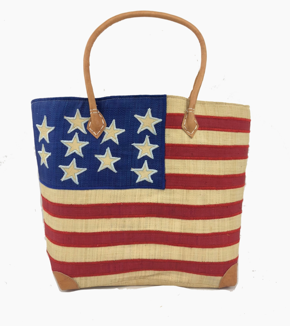 SHEBOBO AMERICAN FLAG STAW BASKET BAG