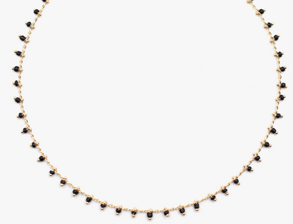 TOPAZ & PEARL BEAD FRINGE NECKLACE