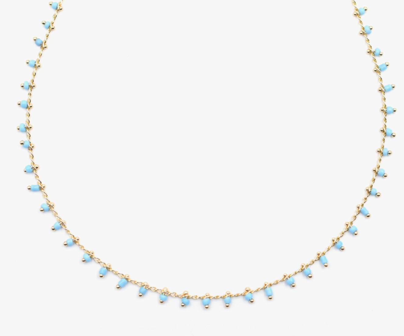 TOPAZ & PEARL BEAD FRINGE NECKLACE