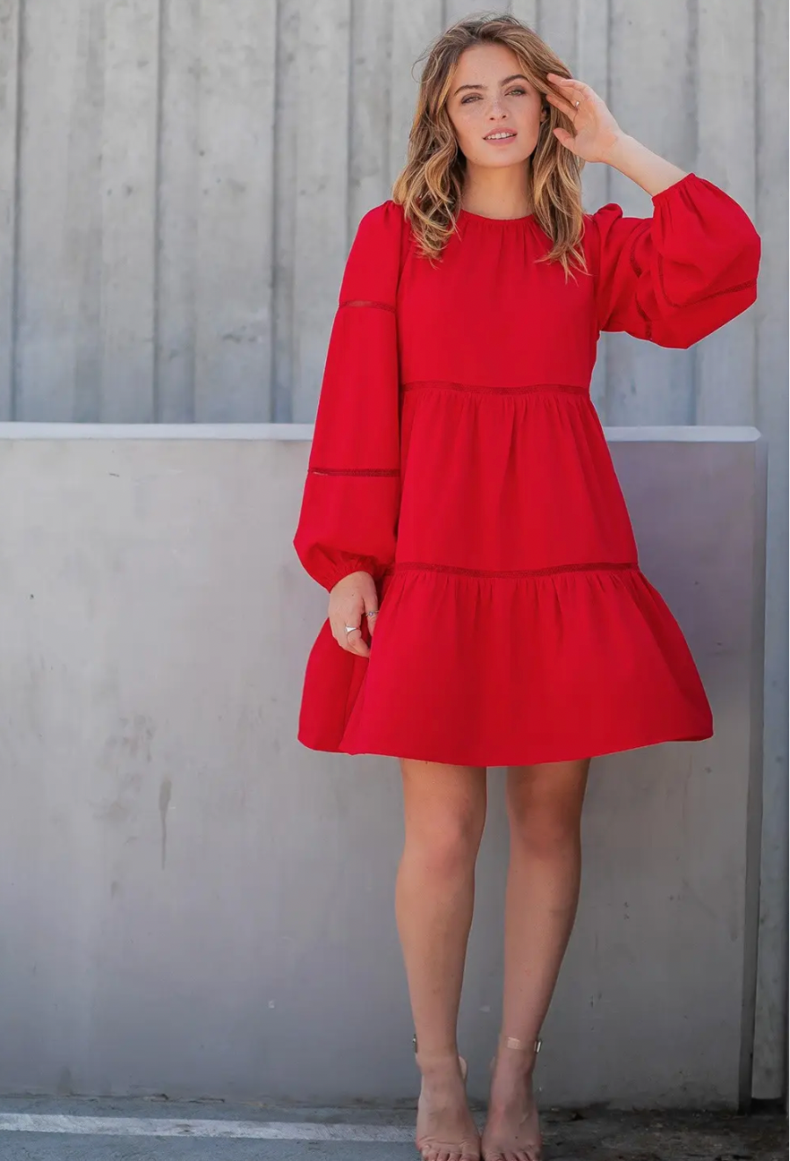 STRUT & BOLT RED TIER DRESS