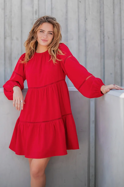 STRUT & BOLT RED TIER DRESS