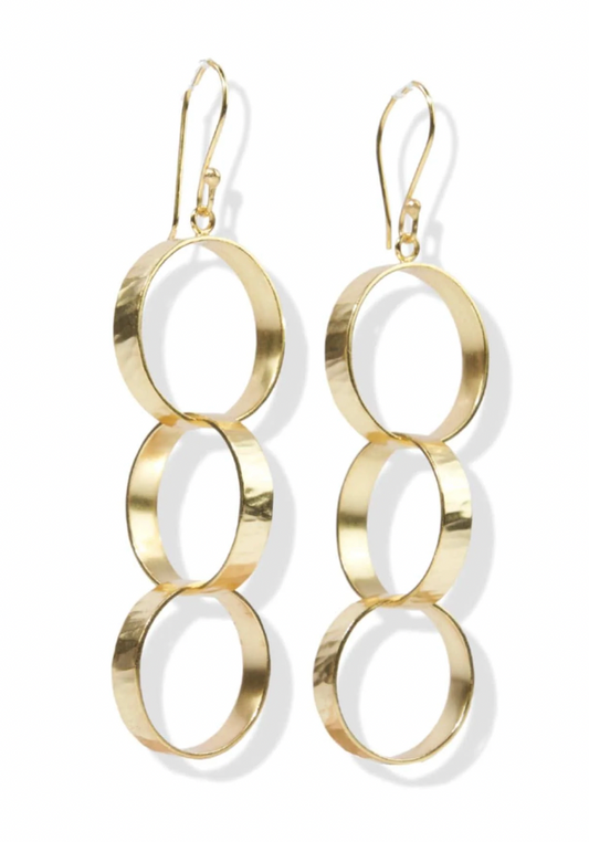 INK + ALLOY BRASS TRIPLE CIRCLE EARRINGS