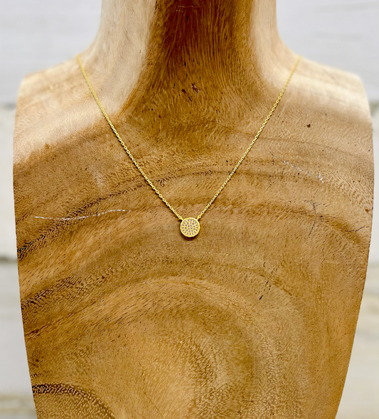 BE-JE DESIGNS PAVE DISC NECKLACE