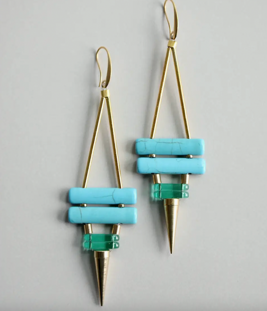 DAVID AUBREY GREEN SPIKE EARRINGS